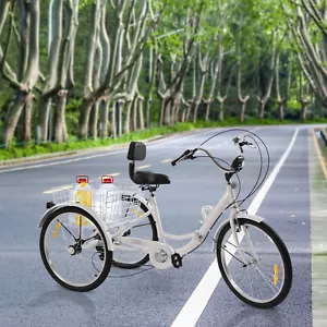 24 Zoll 7 Gang Dreirad Fahrrad Klappfahrra Adult Erwachsene Kreuzfahrt Tricycle - Bild 1 von 11
