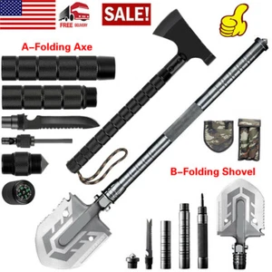 Survival Folding Shovel Axe Set Tactical Hatchet Spade Camping Hunting Tools US - Picture 1 of 28