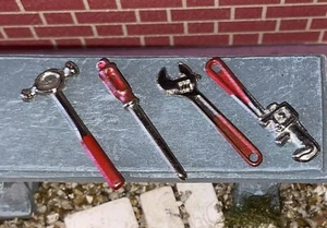 1:12th Dolls House Miniature Tool Set 4 Piece NEW Hammer Screwdriver Wrench - Picture 1 of 2