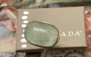 Silpada Heirloom Ring Size 8; Green Paper Glass Dome; 925 Sterling Silver; R2434 - Picture 1 of 10