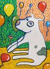 PIT BULL TERRIER Celebrates 11x14 Dog Art Print Signed Artist KSams Pitbull