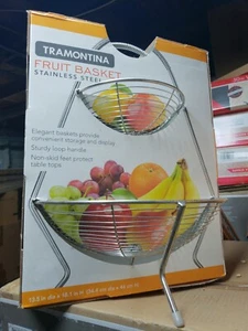 Cesta de frutas metálica de 2 niveles soporte de exhibición de acero inoxidable Tramontina  - Imagen 1 de 1