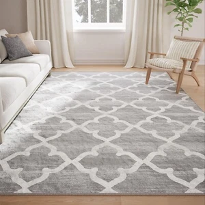 Area Rug 5x7, Moroccan Trellis Print Carpet, Machine Washable Non-Slip Rugs f... - Picture 1 of 9