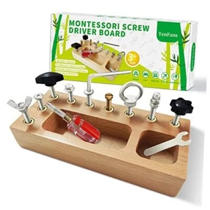 Montessori Toys for 3 4 5 Year Old, Montessori Screwdriver Board, Screw Plate - Picture 1 of 7