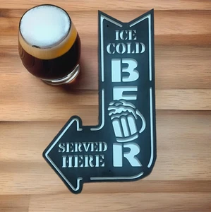 Wooden Beer Ice Cold 3D Bar Plaques Sign Vintage Retro Pub Man Cave Wall Wood - Picture 1 of 3