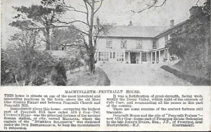 Machynlleth, Powys - Penyrallt House, history - postcard by Evan Jones c.1910s - Picture 1 of 2