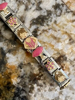 Балерина с ярко розовый платье и каштановые волосы детский размер итальянский браслет с брелоками новый - Изображение 1 из 3