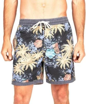 NUEVO $79 INSIGHT VINTAGE NEGRO PERDIDO EN EL PARAÍSO TABLA DE NADAR/CAMINAR PANTALONES CORTOS TALLA 2XL Foto 1 de 3