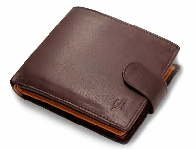 StarHide Mens RFID Blocking Compact Real Leather Coin Pocket Billfold ID Wallet - Image 1 of 4