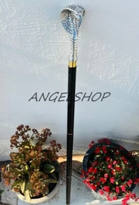 Cobra Walking Stick Cane Dark Wooden Handmade Wood Hand Carved - Snake - Picture 1 of 10