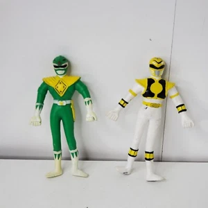 Juego de 2 figuras de acción de colección Power Rangers 1993 Bendy goma verde y blanco Ranger - Imagen 1 de 7