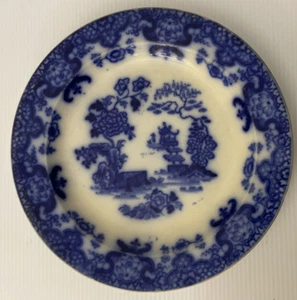 Antique Staffordshire Flow Blue Transfer Kaolin ware Tea Plate 1839-1846 - Bild 1 von 9