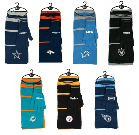 NFL Assorted Teams Reebok Little Earth Winter Knit Scarf & Gloves Set NEW! Cover