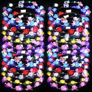 35 Pcs LED Flower Crowns Light up Flower Crown Bulk Headbands Headpieces Rose... - Picture 1 of 7