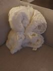 Potterybarn Cable Knit Faux Fur Throw / Blanket White / Ivory New