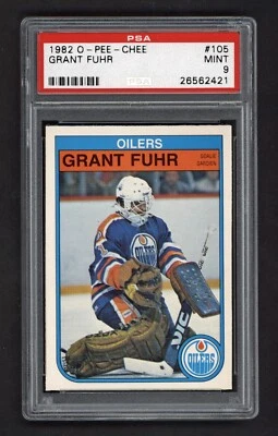 Tarjeta de novato 1982 OPC #105 Grant Fuhr PSA 9 como nueva Foto 1 de 2