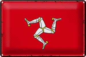 Blechschild Flagge Isle of Man 30x20 cm Retro Isle of Man Deko Schild tin sign - Picture 1 of 5