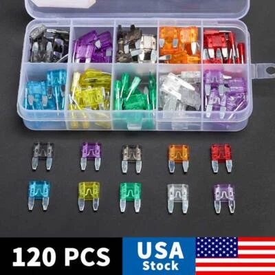 Mini Car Fuse Assortment Assorted Kit Blade Set Auto 120Pcs Truck Automotive - Image 1 of 4