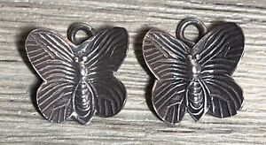 2 Butterfly Shaped Silver Bali Beads Jewelry Making Supplies Pendant Charm Lot