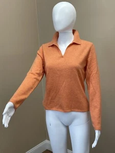 LANDS END 100% cashmere collared Vneck - NEW WITH THREAD ENVELOPE - Picture 1 of 3