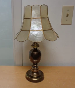 Vintage MidCentury 15 1/2" Table Lamp With Capiz Shell Shade - Picture 1 of 3