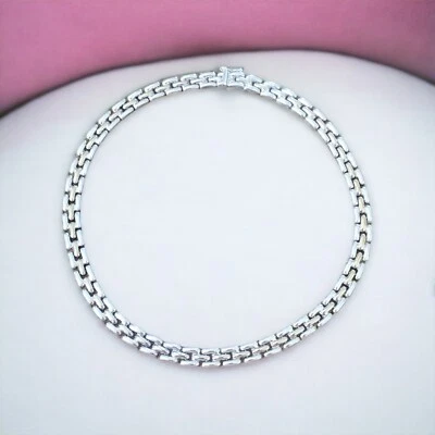 Collar Gargantilla Pantera Plata de Ley 925 Dos Tonos Chapado en Oro 14K Italia 17" Foto 1 de 4