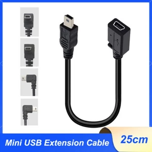 Mini USB Kabel 90° Winkelstecker auf Mini USB Buchse Datenka Verlängerungskabel - Picture 1 of 14