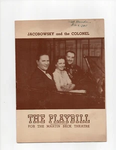 Vintage Theaterprogramm Spielzettel 1945 JACOBOWSKY & THE COLONEL - Bild 1 von 1