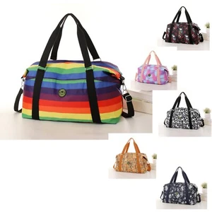 Woman Crinkle Nylon Waterproof Large Shopper Travel Gym Synthetic Leather Bag - Picture 1 of 32