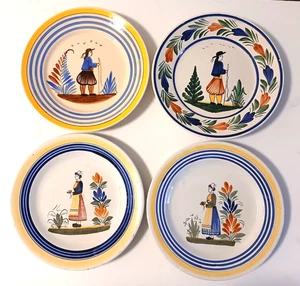 Vintage Henriot Quimper (Set of 4) Luncheon/Dinner Plates 9.5" Man/Woman France - Picture 1 of 22