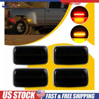 Smoked LED Side Marker Lights For 2015-23 Chevy Silverado 3500HD Dually Bed4-40X - Image 1 of 4