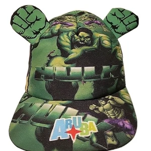 Youth Marvel Incredible Hulk Cap Fists Stick Up Top Hat Graphic Adjustable Aruba - Picture 1 of 10