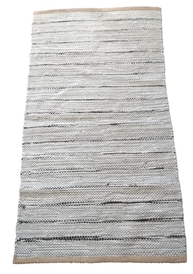 4.5 x 2.5 Ft. Rug Handmade Dhurrie Wool & Jute Mat Grey & Beige Carpet Woven - Image 1 of 3