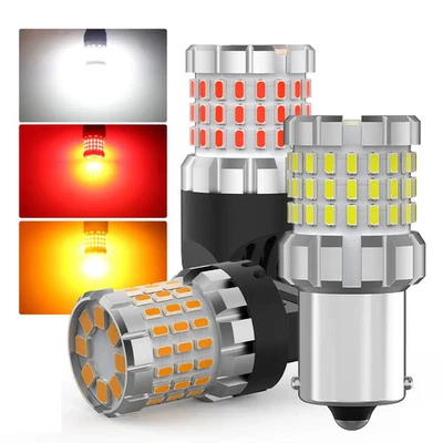 2PCS P21W BA15S T20 LED Canbus Reverse Brake Tail Lights Turn Signal DRL Lamp - Image 1 of 4