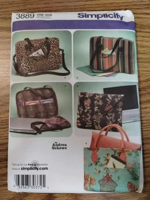 3889 Simplicity Sewing Pattern Laptop Computer Bags Office New - Image 1 of 4