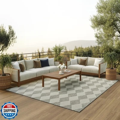 Nourison Home Positano cinza claro interno/externo 8' x 10' área Ru - Imagem 1 de 4