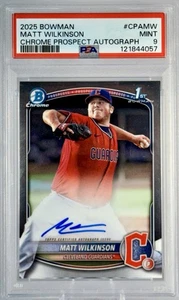 2025 Bowman Matt Wilkinson Chrome Prospect Autograph PSA 9 Cleveland Guardians - Picture 1 of 5