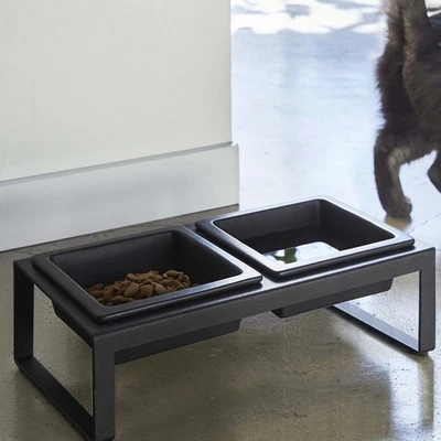 Yamazaki Futternapf Katze Hund Wassernapf Fressnapf Doppelnapf schwarz - Bild 1 von 4