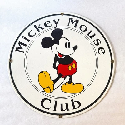 DE COLECCIÓN METAL PORCELANA MICKEY MOUSE CLUB BOMBA SIGNO COLGANTE DE PARED 11.5" Foto 1 de 4