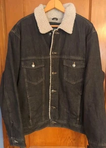 Sonoma Sherpa Lined Denim Trucker Jacket Men's XL Black  - Picture 1 of 15