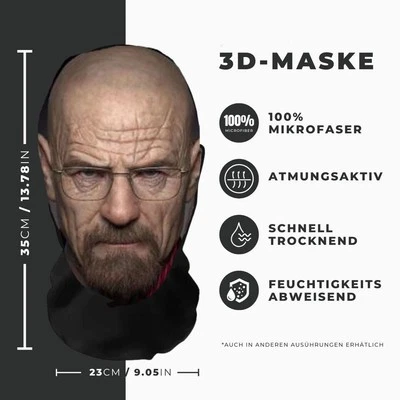 Realistische Walter White 3D-Druck Vollgesichtsmaske – Atmungsaktiv, leicht - Bild 1 von 3