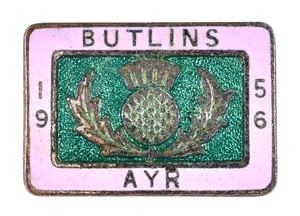 Vintage Old Butlins Holiday Camp Ayr 1956 Enamel Brooch Badge - Picture 1 of 2