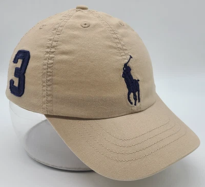 Polo Ralph Lauren Beige Sombrero Jóvenes Niños 4-7 Correa Ajustable Espalda Azul Marino Big Pony Foto 1 de 4