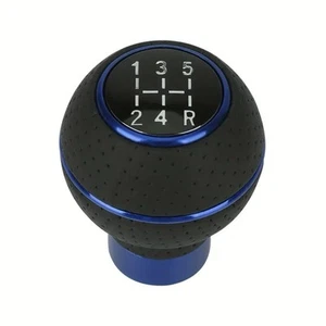 Leva Ingranaggio a Sfera Alluminio Pelle Blu 5 Velocità più Adattatori M8M10M11M12 Da Montare - Foto 1 di 6