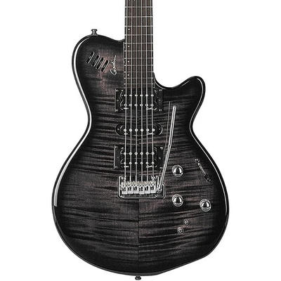 Godin xtSA Flame Electric Guitar Transparent Black - Image 1 of 4