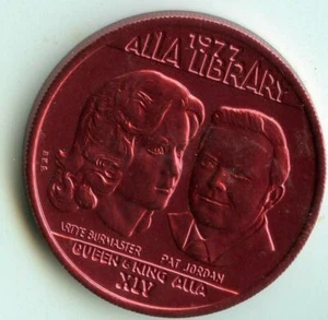 Mardi Gras Doubloon Krewe of Alla 1977 Aluminum Red 10 Gauge - Picture 1 of 2