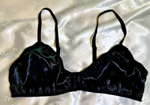 Black Satin Bra & Knickers Set Size XL (16) Silky Front Closing Bra With Panties - Picture 1 of 4