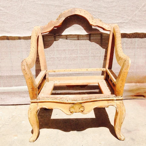 Beautiful Antique French Louis XV Painted Beechwood Bergere Chair, 18th / 19th C Cover
