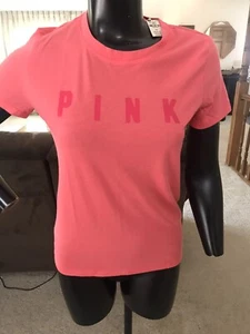NWT Victoria's Secret PINK Short Sleeve Shirt Small Graphic - Picture 1 of 6