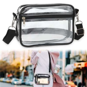 Transparente Umhängetasche Handtasche Tasche Stadion zugelassen für Konzerte verstellbarer Riemen Damen - Bild 1 von 9